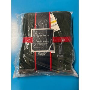 Club Room Mens Christmas Medium Red Black Holiday Sweater Cardigan